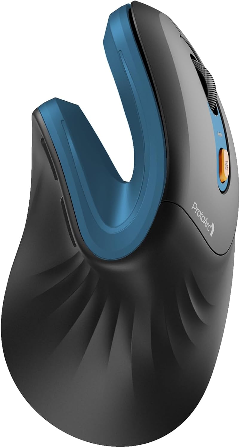 ProtoArc Ergonomic Vertical Mouse, EM11 NL Rechargeable Wireless Mouse Bluetooth, Ergo Mice with 3 Multi-Device for PC/Notebook/Laptop, 2.4GHz Optical Mice for Windows, Mac OS, Blue - Image 2