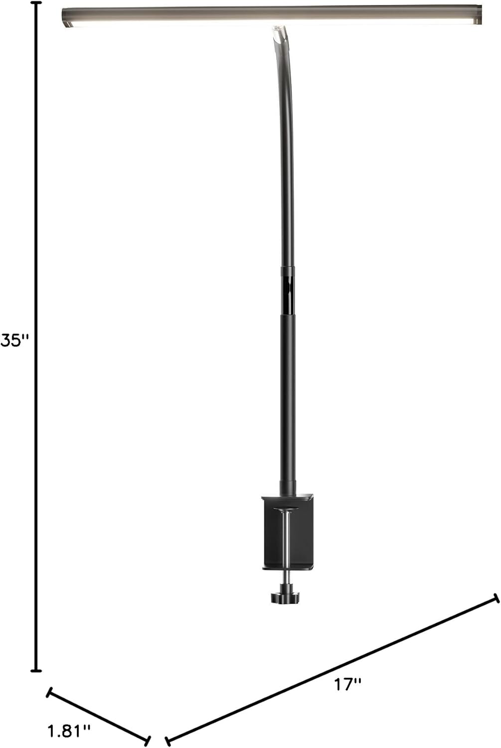 LED Desk Lamp for Office Home, Eye-Caring Desk Light with Stepless Dimming Adjustable Flexible Gooseneck, 10W USB Adapter Desk Lamp with Clamp for Reading, Study, Workbench (Black) - Image 8