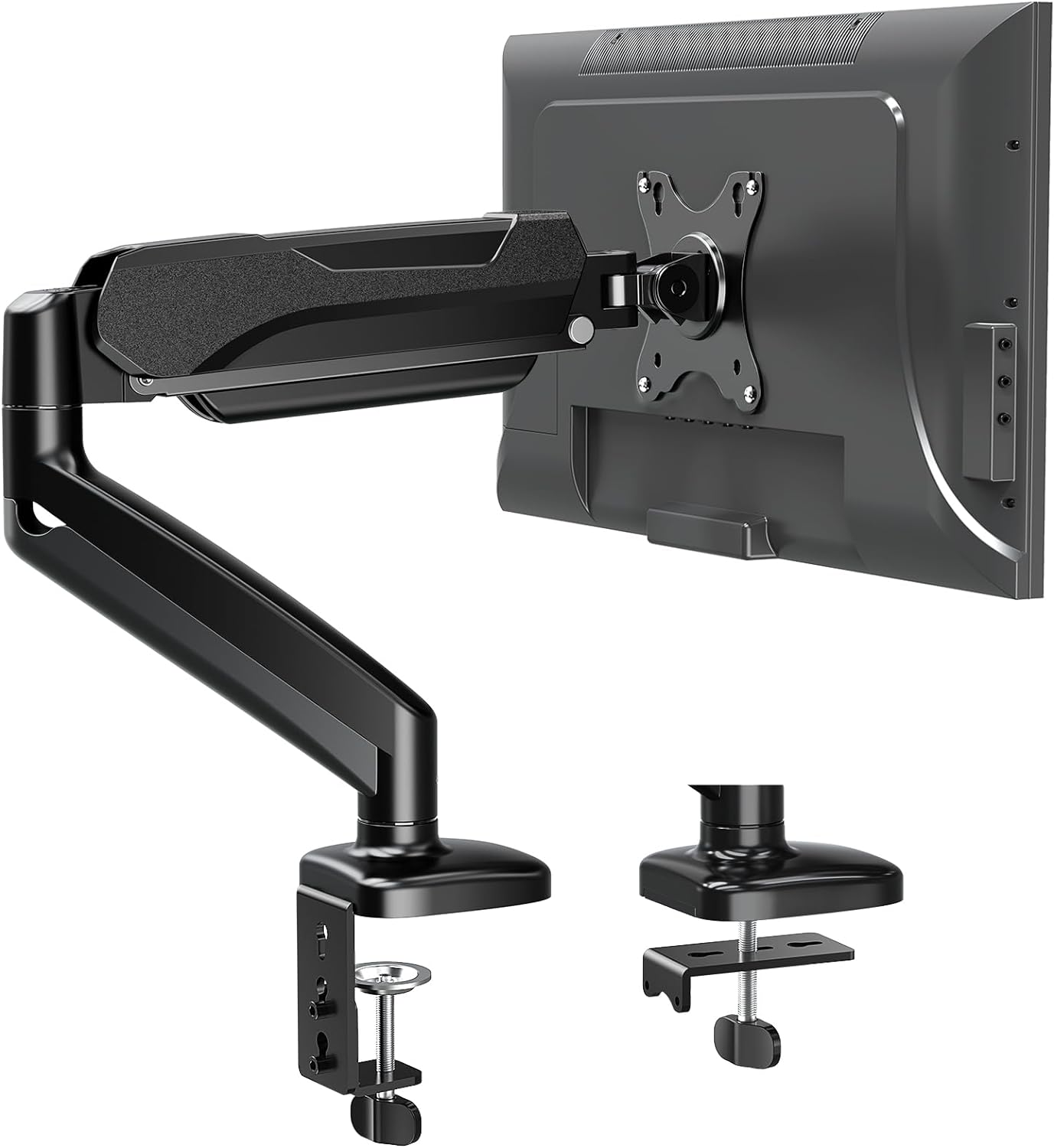 MOUNTUP Single Monitor Desk Mount, Adjustable Gas Spring Monitor Arm Support Max 32 Inch Screen, Computer Monitors Stand with Clamp/Grommet Mounting Base, VESA Mounts Fit 4.4-17.6lbs Computer, Black - Image 2