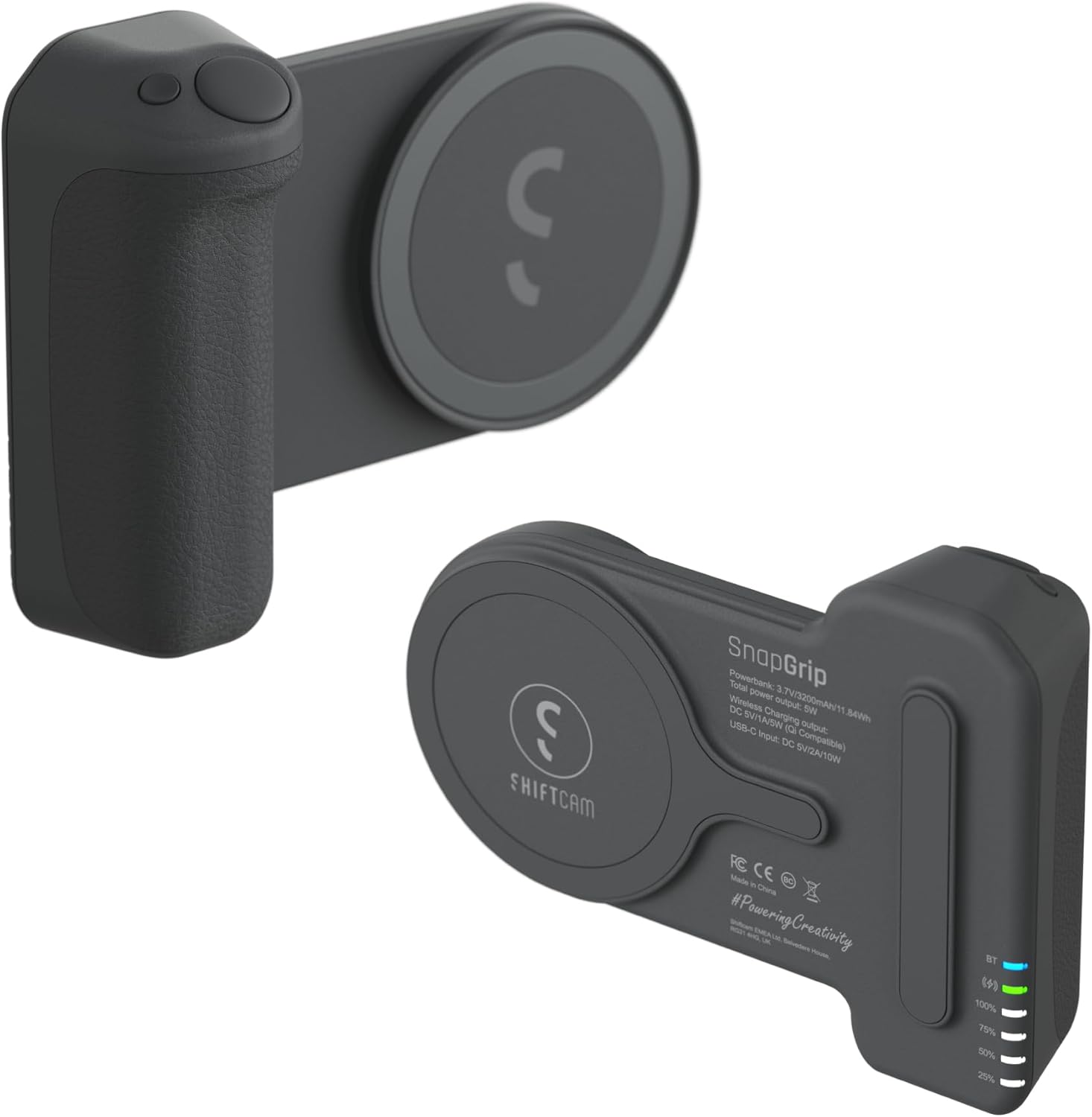 ShiftCam SnapGrip - Mobile Phone Camera Grip with Wireless Shutter Button - Magnetic Mount Snaps on to Any Phone - Built in Powerbank with Qi Wireless Charging - Tabletop Dock | Midnight - Image 3