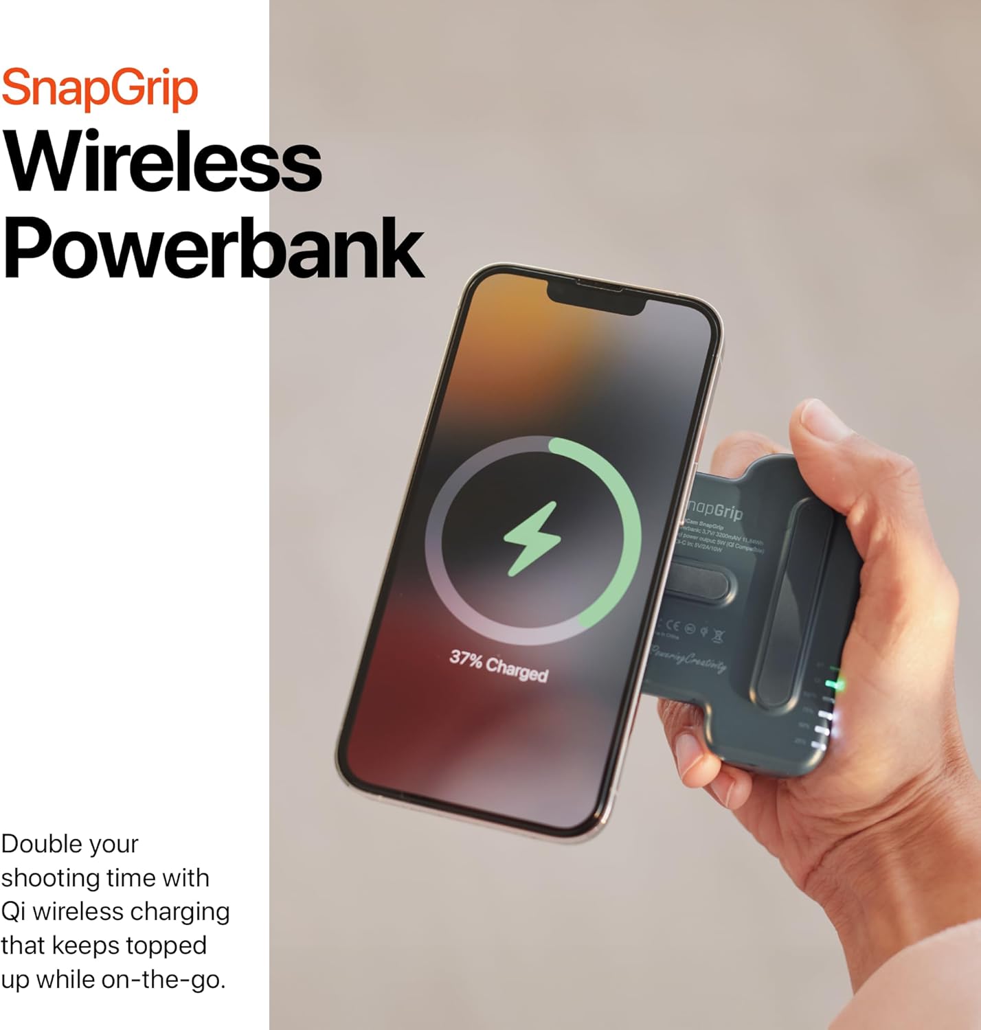 ShiftCam SnapGrip - Mobile Phone Camera Grip with Wireless Shutter Button - Magnetic Mount Snaps on to Any Phone - Built in Powerbank with Qi Wireless Charging - Tabletop Dock | Midnight - Image 10