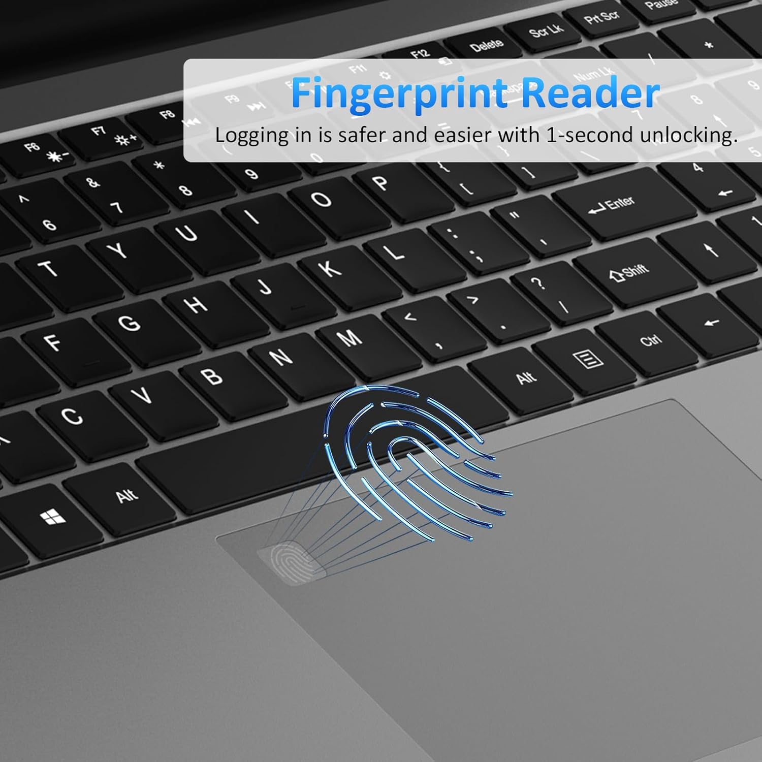 15.6" Laptop Computer, 16GB RAM, 1TB NVMe, 4C4T N95 Up to 3.4GHz, FHD Display, Backlit Keyboard, Fingerprint Reader, Big 8000mAh Battery, Win11 Pro, Upgradable to 10TB Storage, Silver, T152A - Image 7