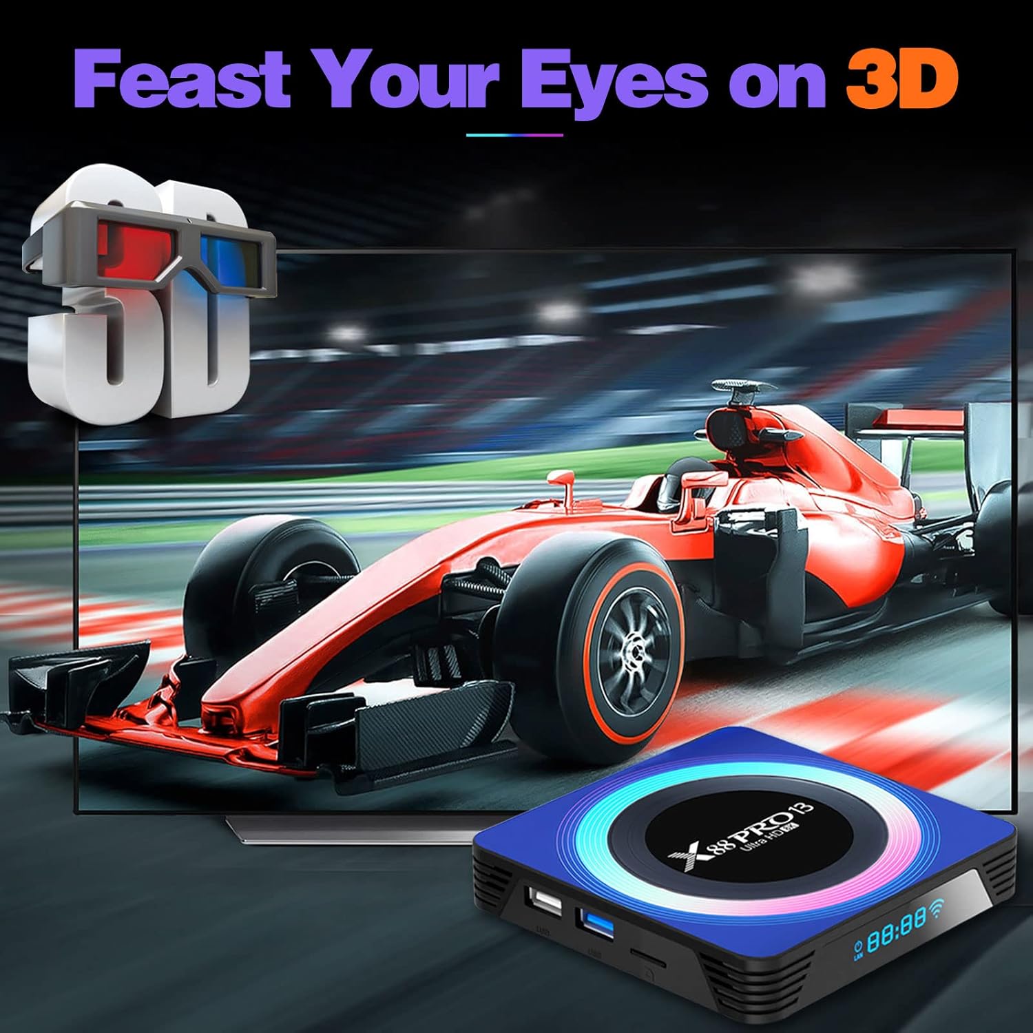 BL Android TV Box 13.0, 2025 Android TV Box 4GB RAM 32GB ROM 6K 8K Wi-Fi 6, X88PRO 13 TV Box Android RK3528 Quad-Core 2.4G/5G Wi-Fi Bluetooth 5.0 USB 3.0 Android Box - Image 5