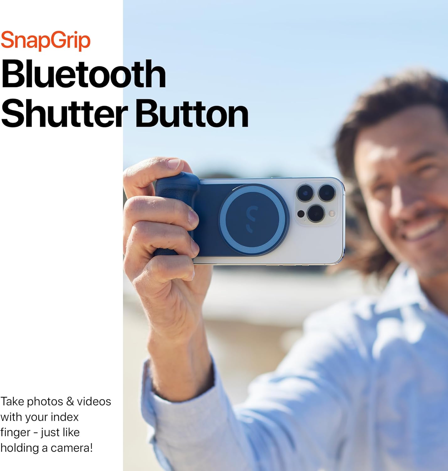 ShiftCam SnapGrip - Mobile Phone Camera Grip with Wireless Shutter Button - Magnetic Mount Snaps on to Any Phone - Built in Powerbank with Qi Wireless Charging - Tabletop Dock | Midnight - Image 5