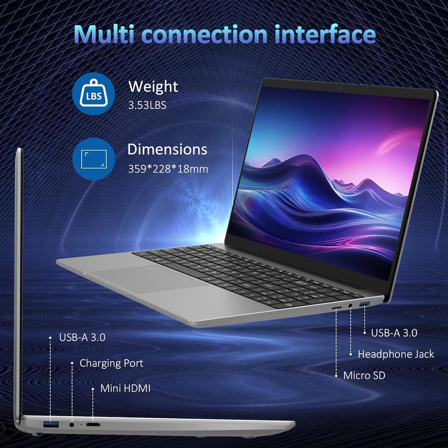 15.6" Laptop Computer, 16GB RAM, 1TB NVMe, 4C4T N95 Up to 3.4GHz, FHD Display, Backlit Keyboard, Fingerprint Reader, Big 8000mAh Battery, Win11 Pro, Upgradable to 10TB Storage, Silver, T152A - Image 6