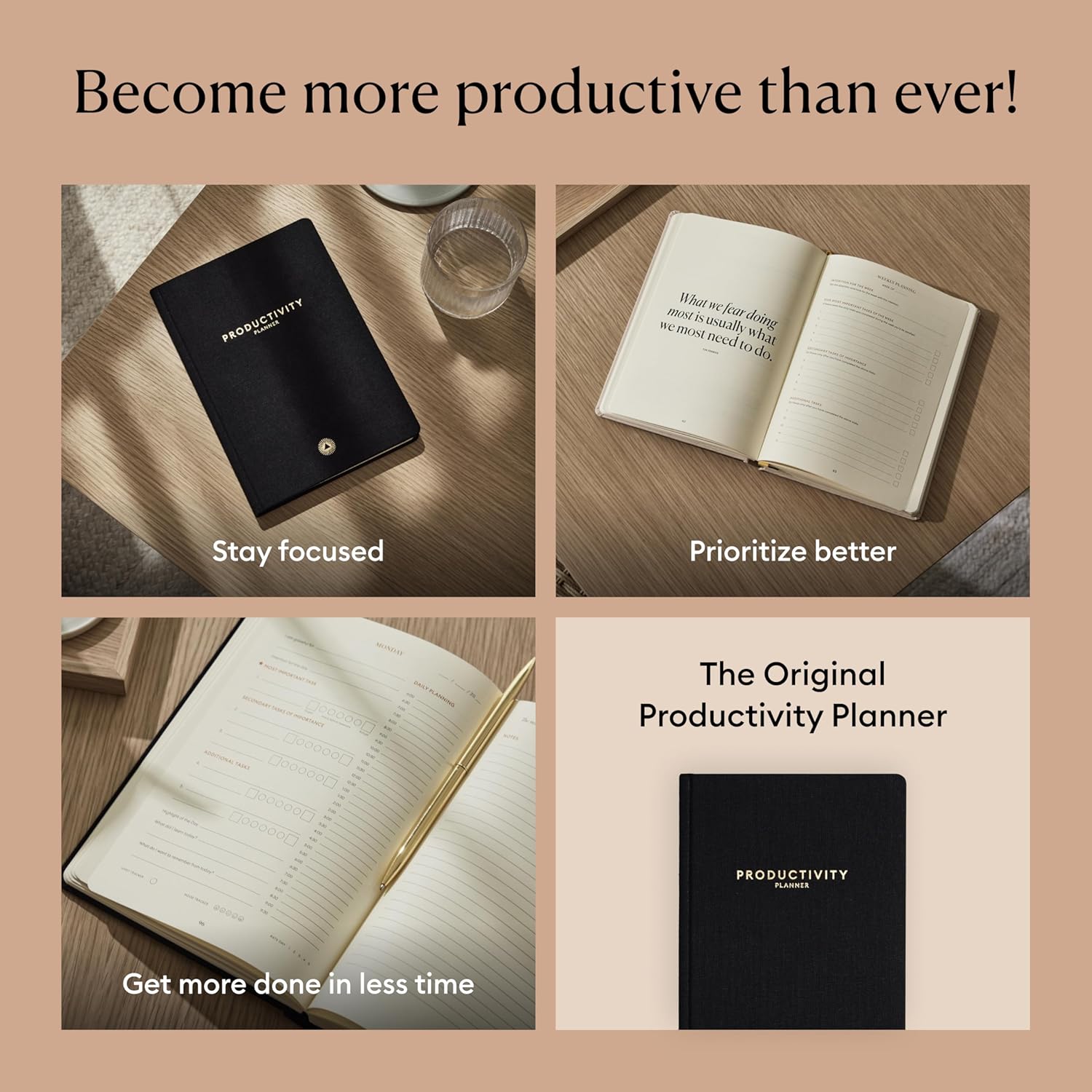 Intelligent Change 3-Month Productivity Planner 2025, Productivity Tools for Time Management & Mindfulness, Daily Planner To Do List, A5 Undated Quarterly Planner (Black) - Image 8